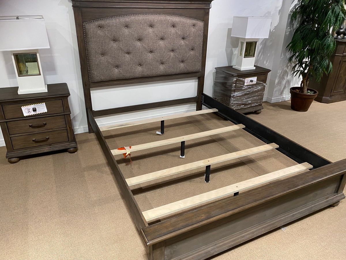 Model 1400 tall bedroom chest in a grey-brown wood finish