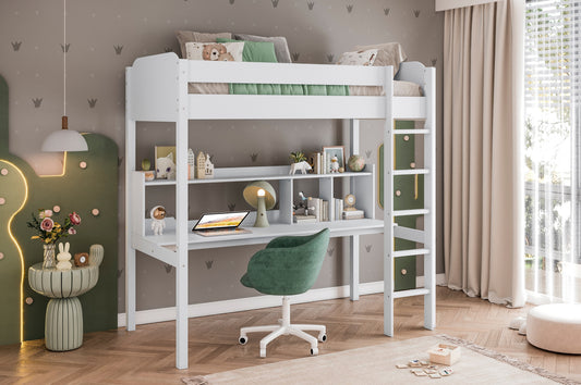 Model B2003TWH Twin Loft Bunk Bed with Desk, White. Toronto stocks