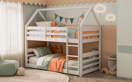 Model B2004TTWH Twin over Twin House Bunk Bed, White , Toronto Stocks