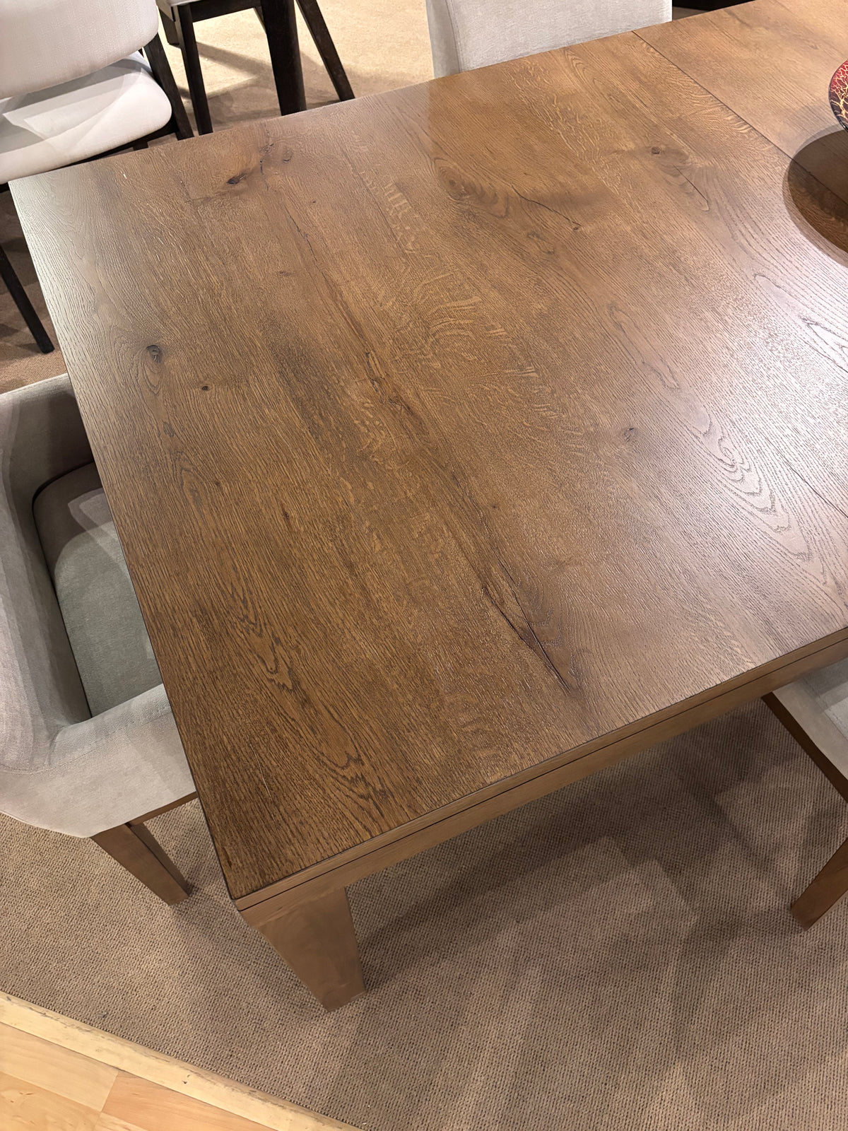 Model 2447 wood dining table with upholstered chairs
