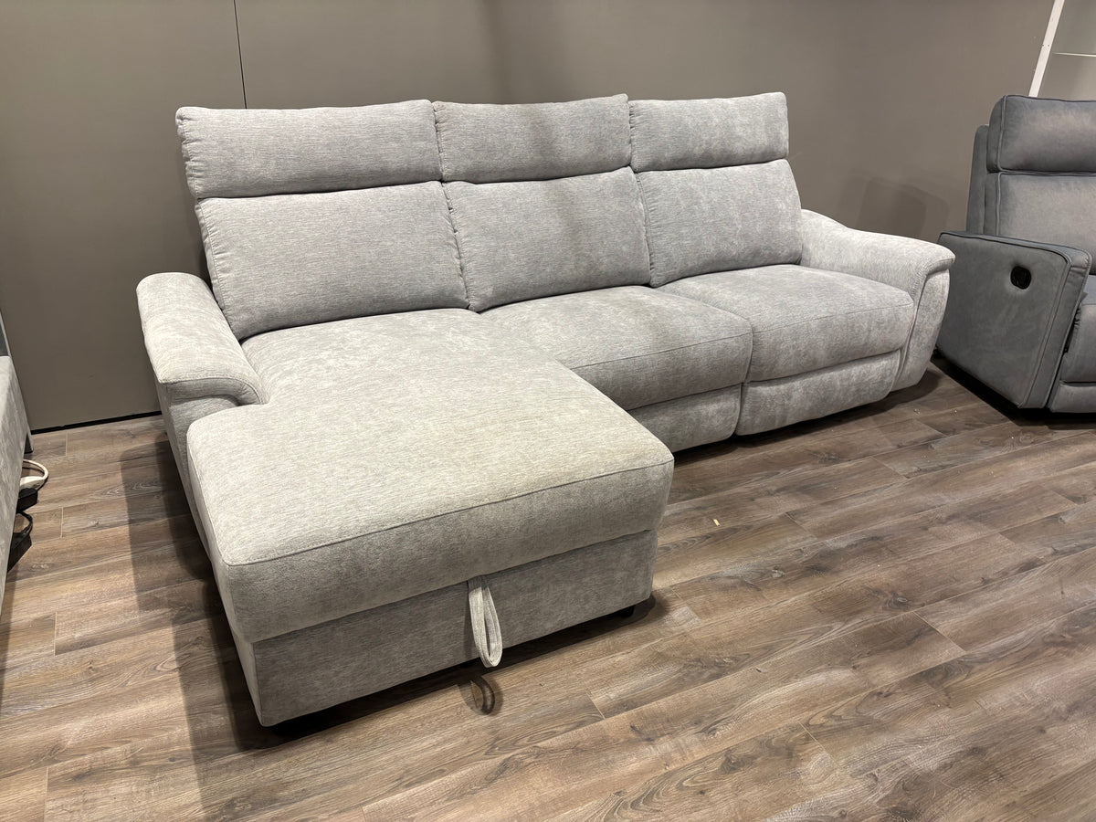 Model 99027GY grey reclining sectional with storage chaise