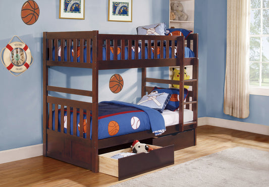 Model B2013DC Twin/Twin Bunk Bed with  Drawers/Trundle option . Toronto stock