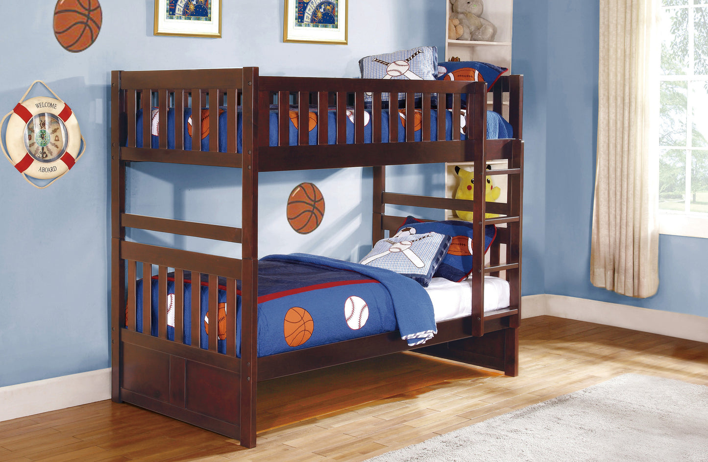 Model B2013DC Twin/Twin Bunk Bed with  Drawers/Trundle option . Toronto stock