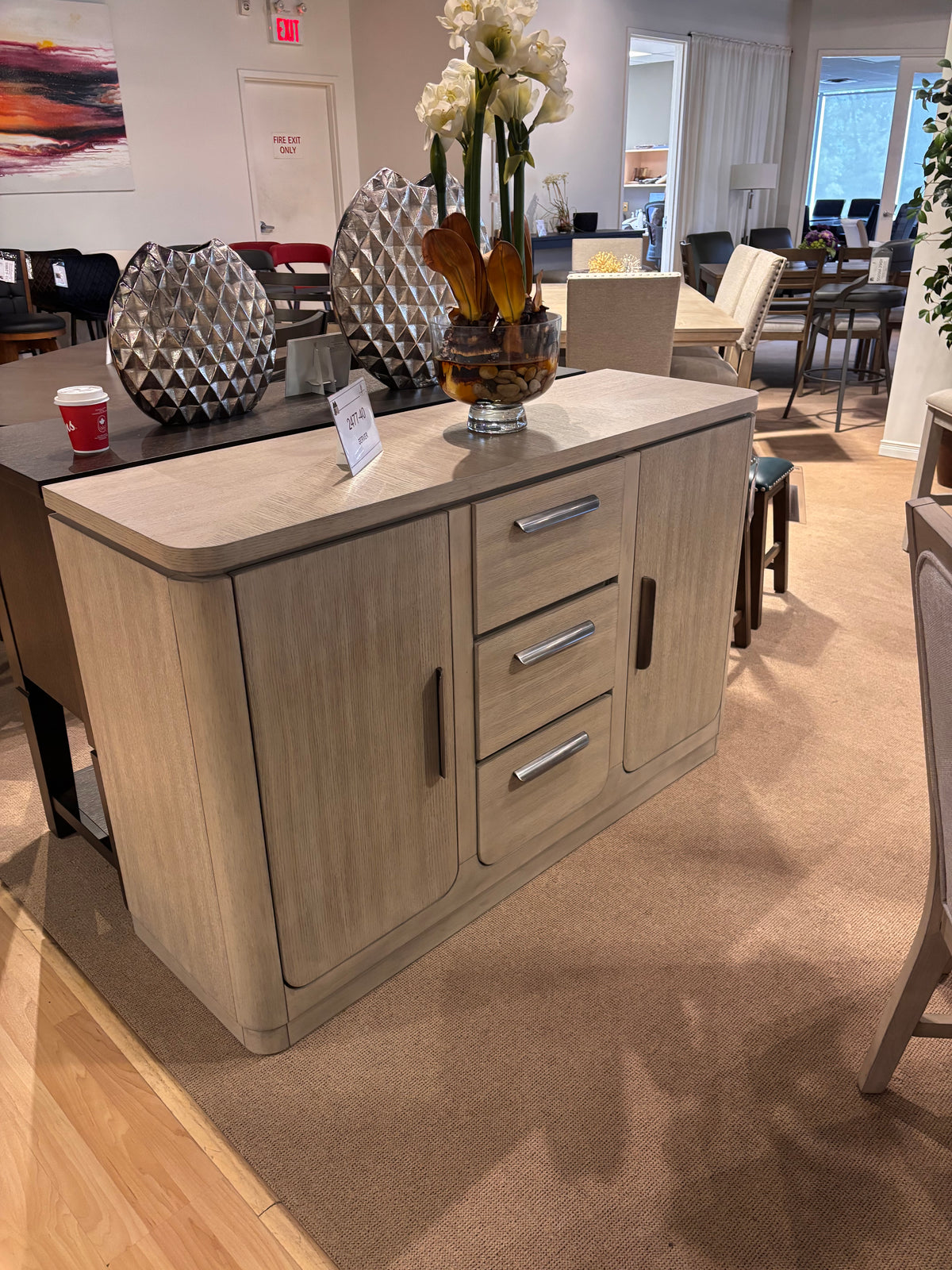 Model 2477 light wood dining server