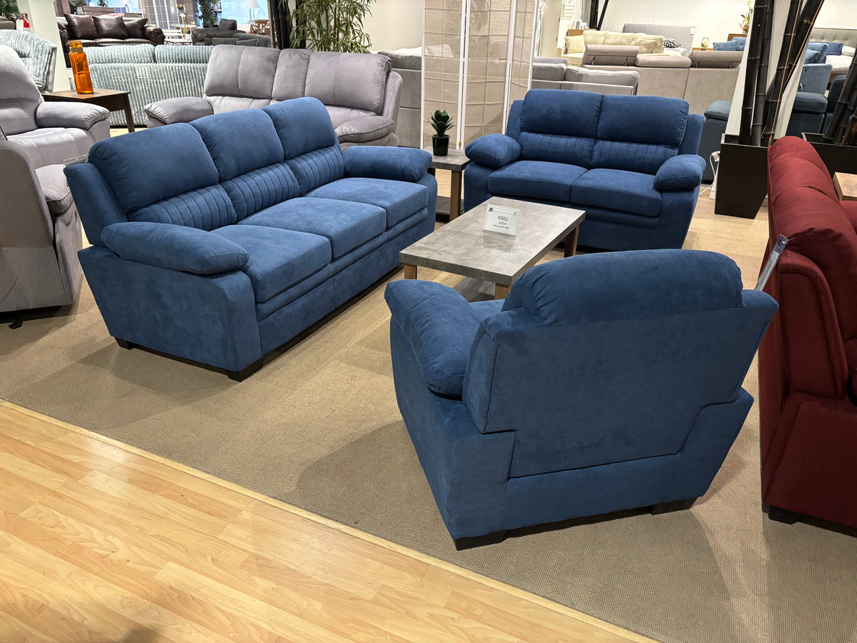 Model 9333 blue fabric sofa loveseat and chair set