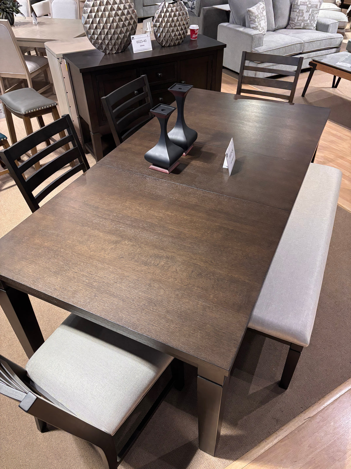 Model 6023 ladder-back dining chair with upholstered seat