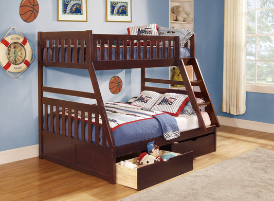 Model B2013TFDC Twin/Full Bunk Bed with Drawers/Trundle options . Toronto stock