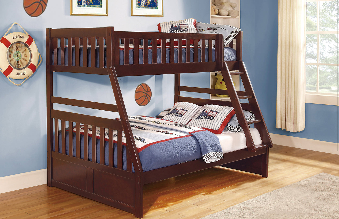 Model B2013TFDC Twin/Full Bunk Bed with Drawers/Trundle options . Toronto stock