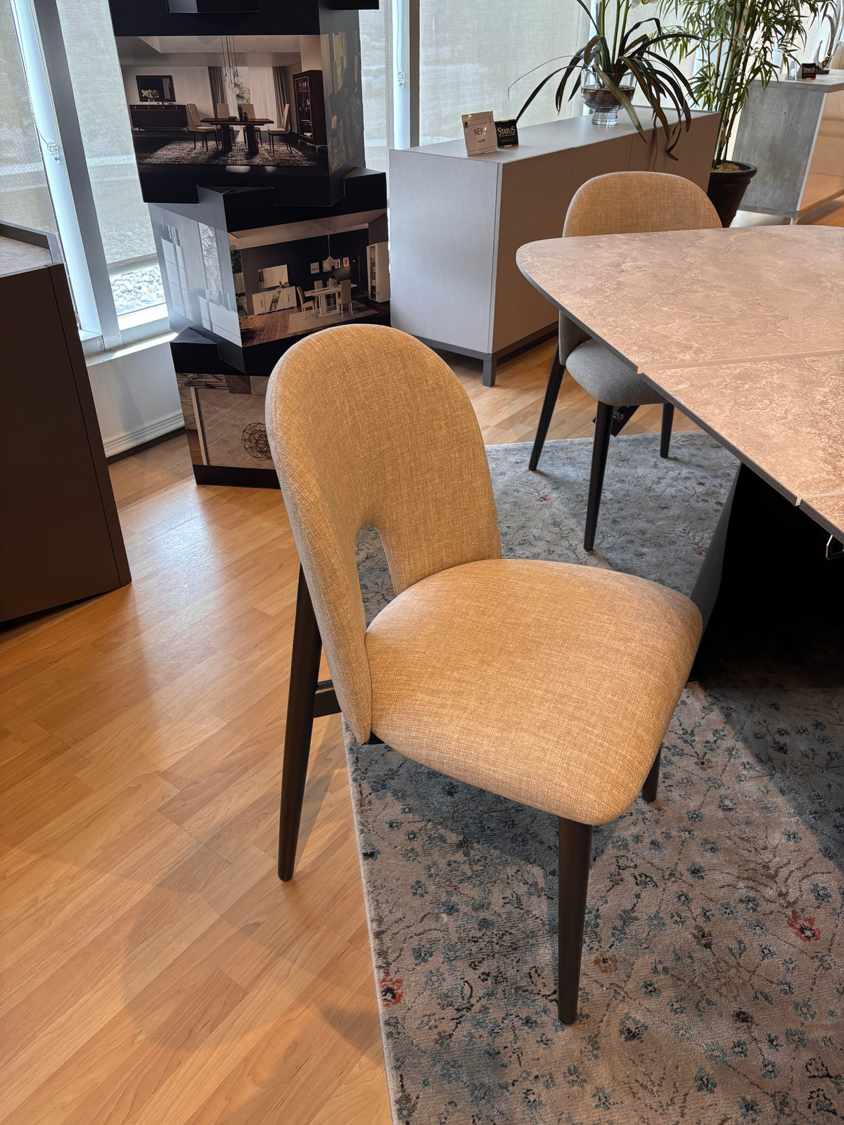 Petra Italian dining table with upholstered chairs