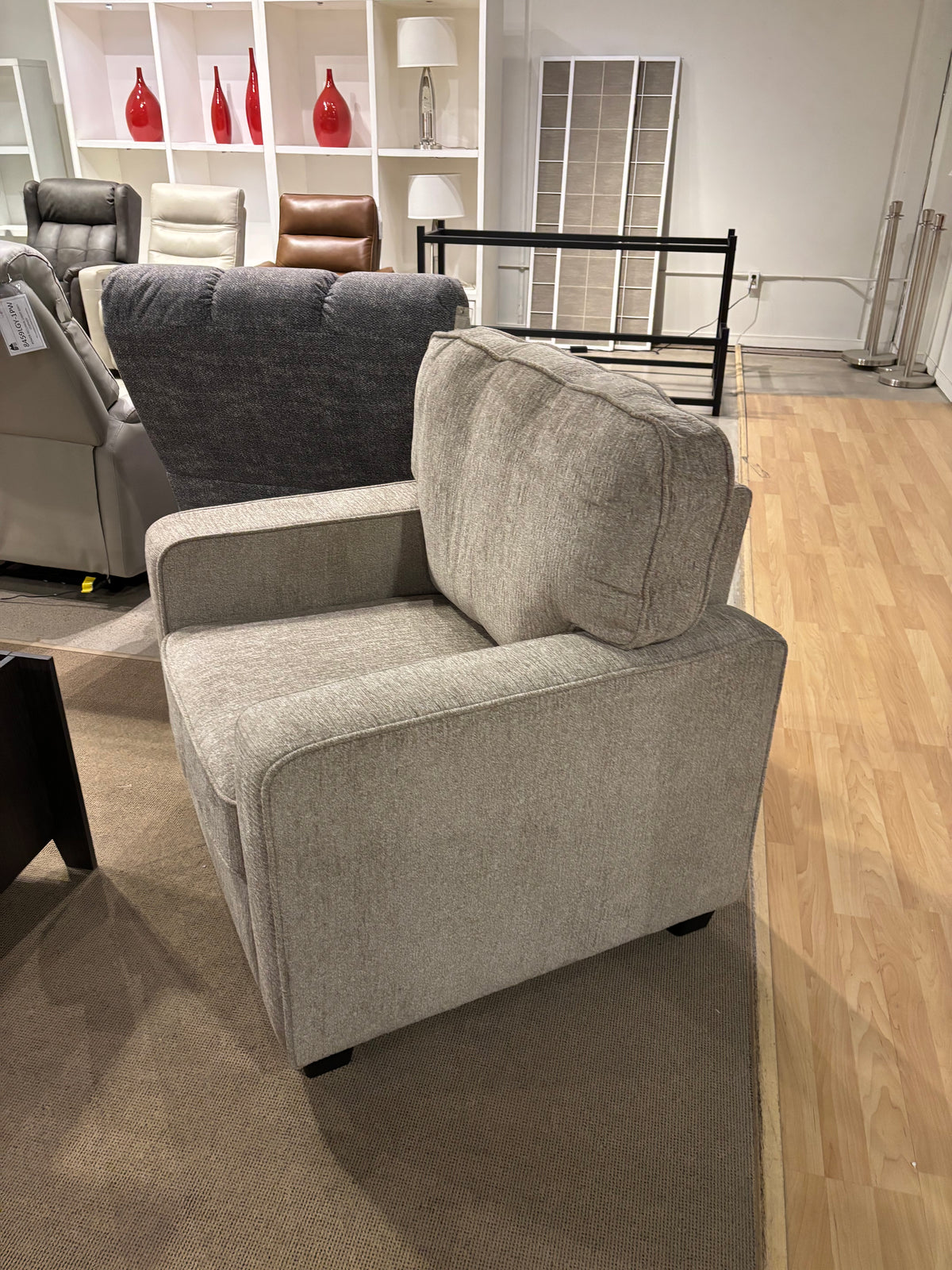 Model 9748TPE taupe fabric accent chair front view