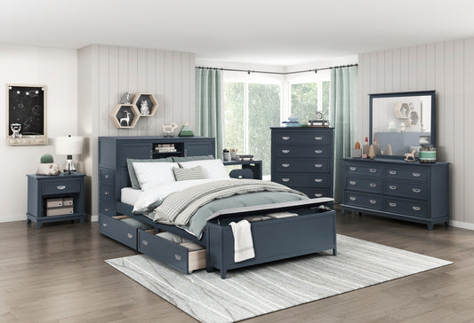 B2024BUBC Twin/Full Bookcase Platform Bed with Hidden Desk, Stool and Storage Bench .Limited Toronto Stocks