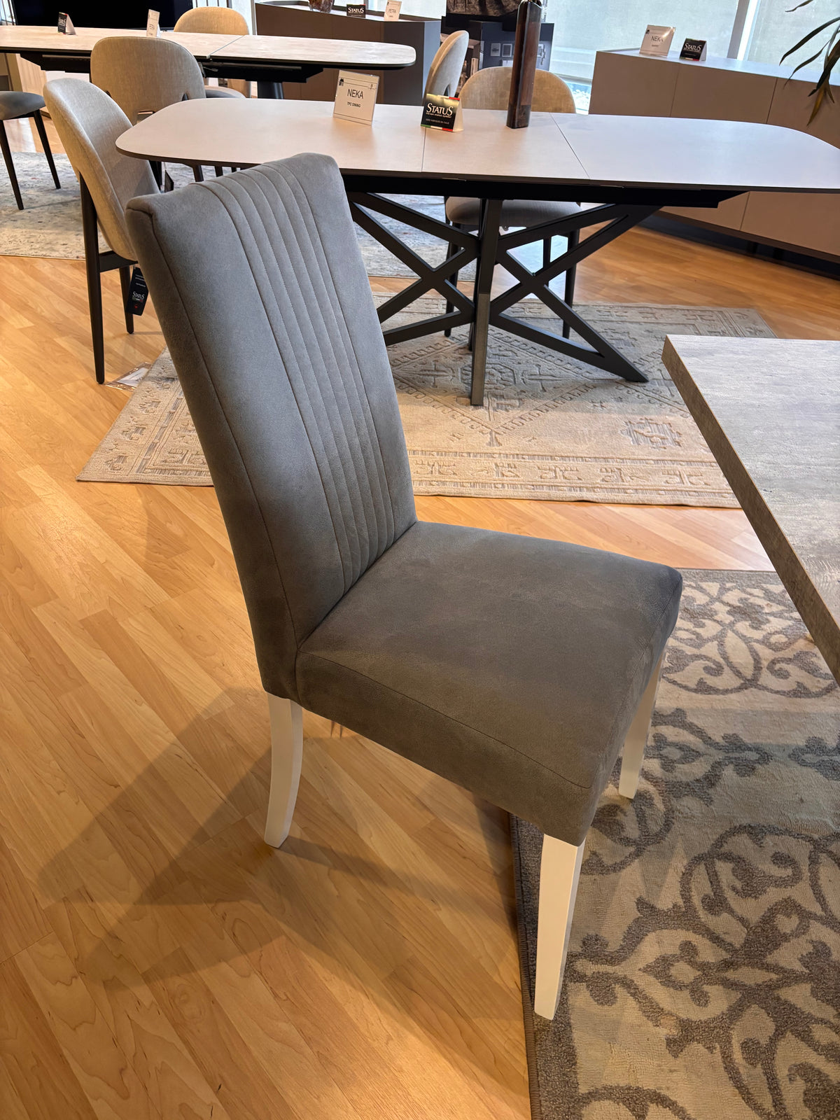 Treviso Italian dining table with six upholstered chairs