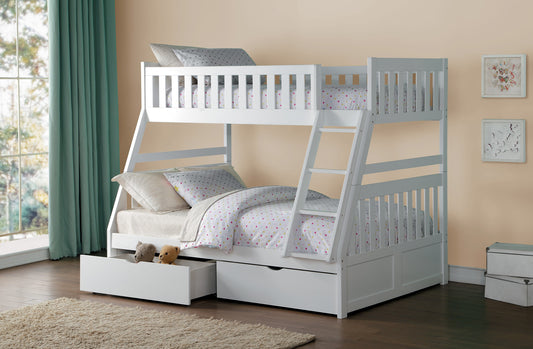 Model B2053TFW  Twin/Full Bunk Bed with Drawers/Trundle options . Toronto stock