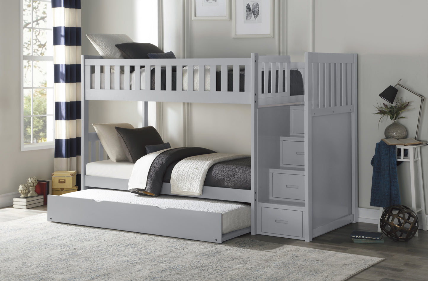 Model B2063SB Step Bunk Bed with Drawers/Trundle options . Toronto stock