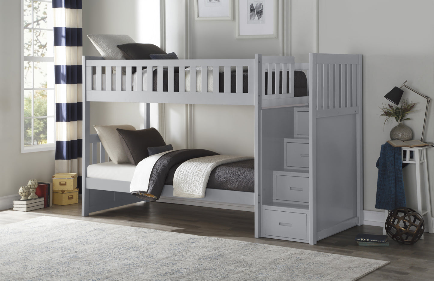 Model B2063SB Step Bunk Bed with Drawers/Trundle options . Toronto stock