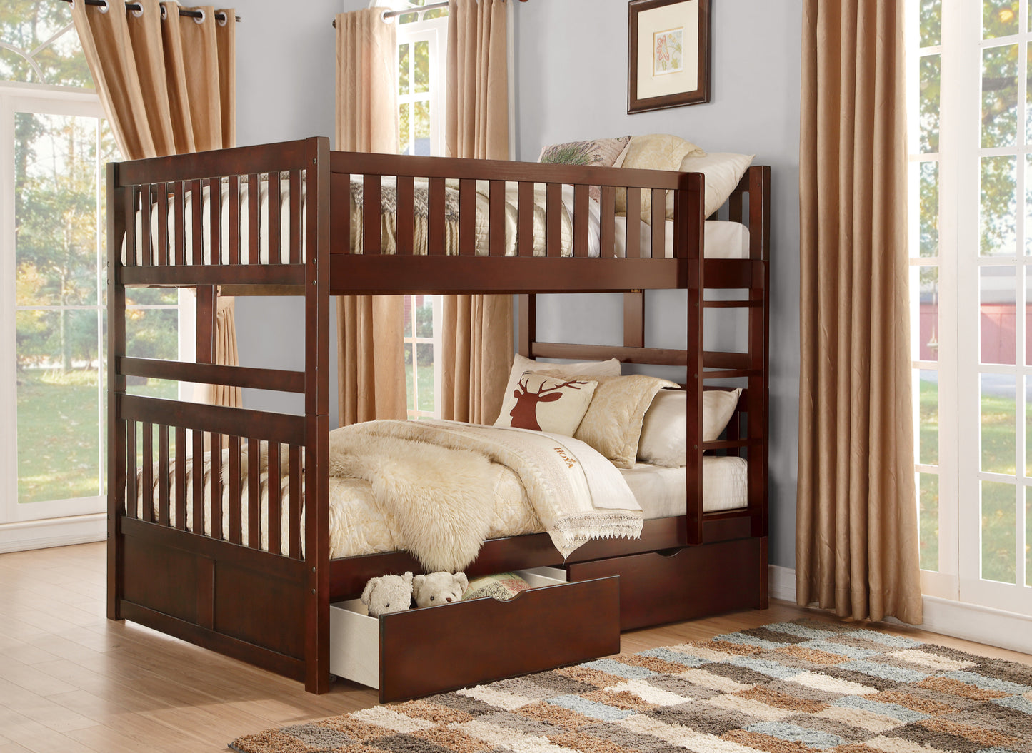 Model B2013FFDC  Full/Full Bunk Bed with Drawers/Trundle options . Toronto stock