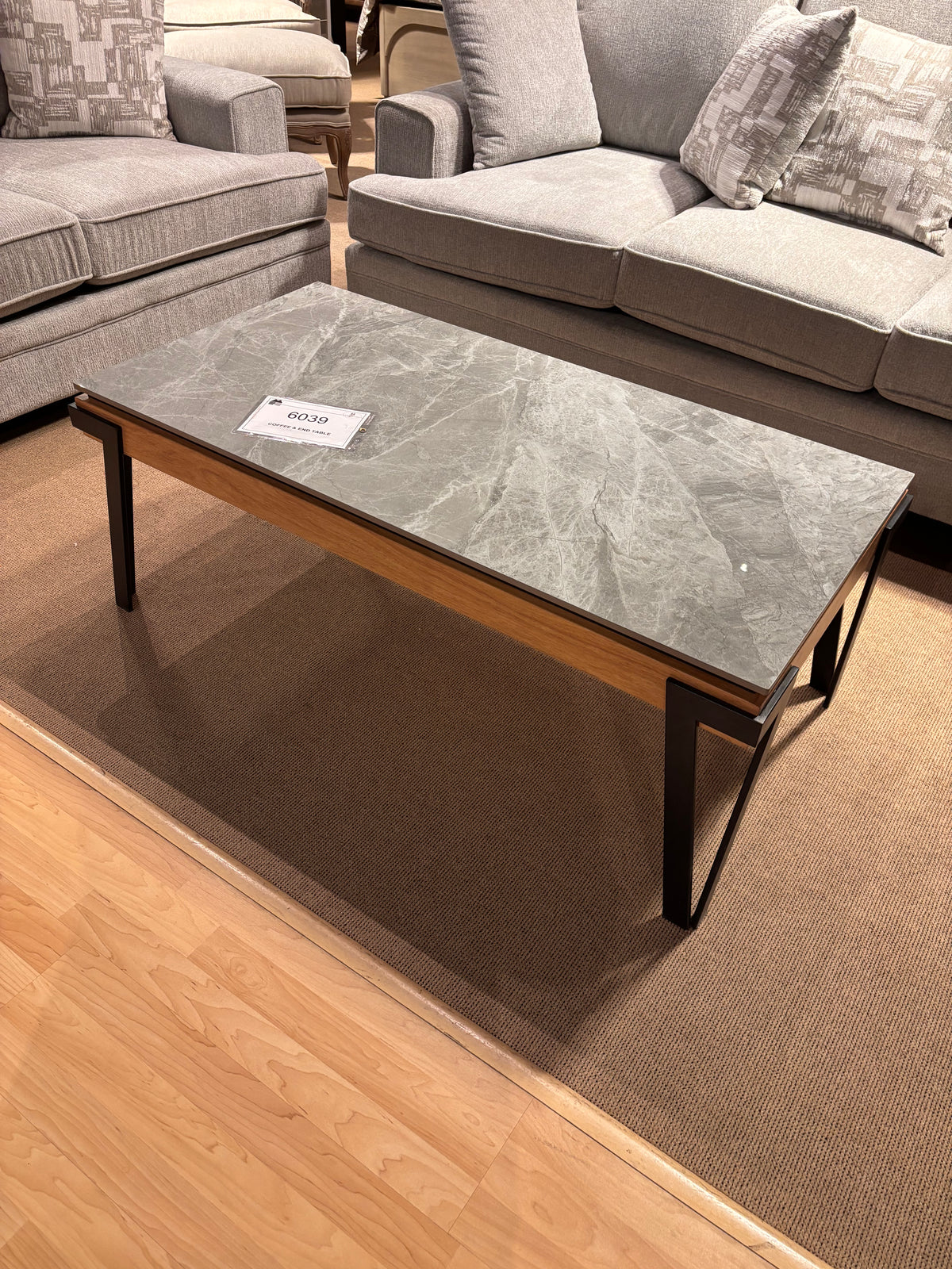 Model 6039 end table with marble-look top