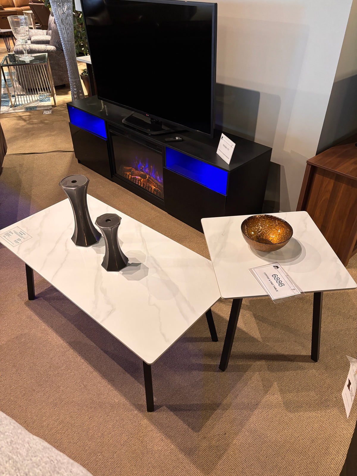 Model 6886 coffee and end tables with white tops