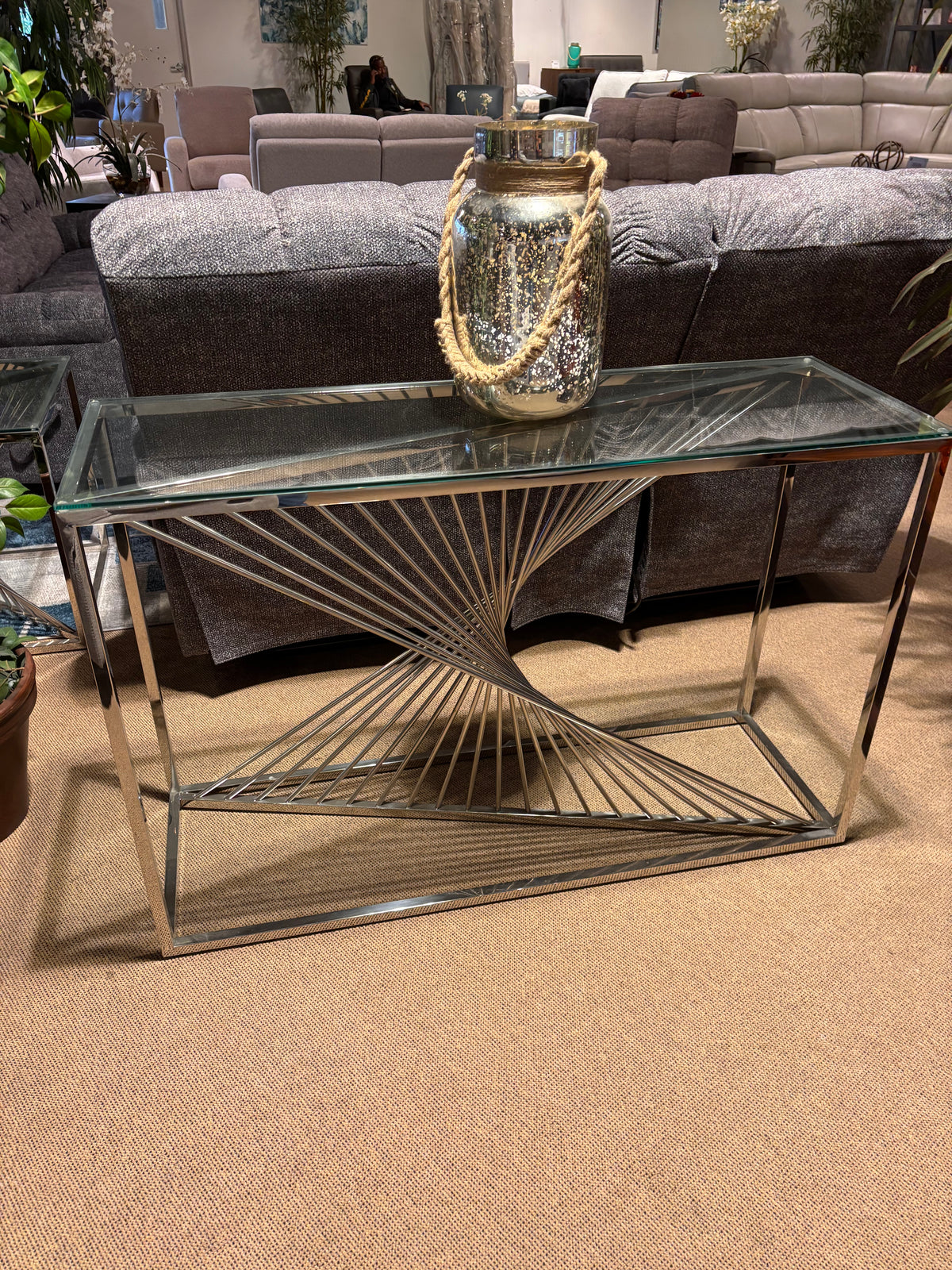 Model 6872 coffee table with glass top and chrome base