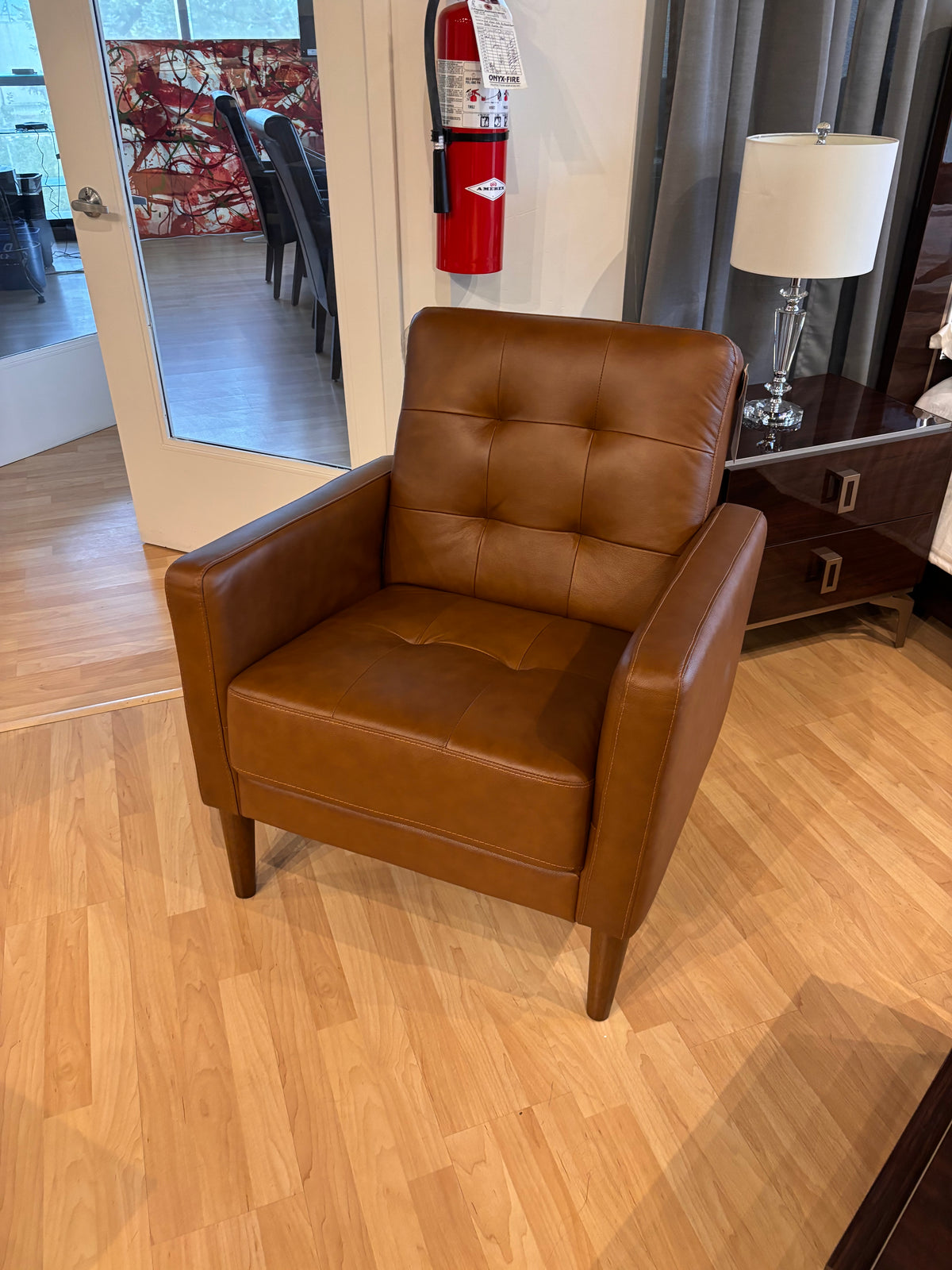 Model 4208 leather accent chair in brown