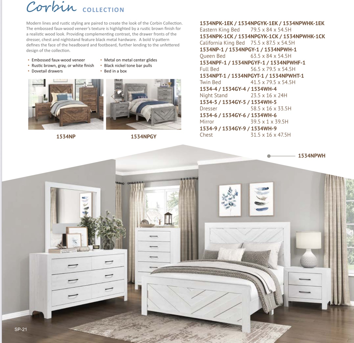 Model 1534NPWH California/Toronto Stocks Bedroom Set