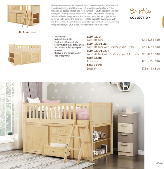 Model B2043LL Low Loft Bunk with Dresser California  Stocks