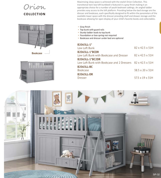 Model B2063LL   Low Loft Bunk with Dresser California  Stocks