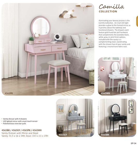 Model 4565  Vanity Dresser with Mirror and stools California  Stocks