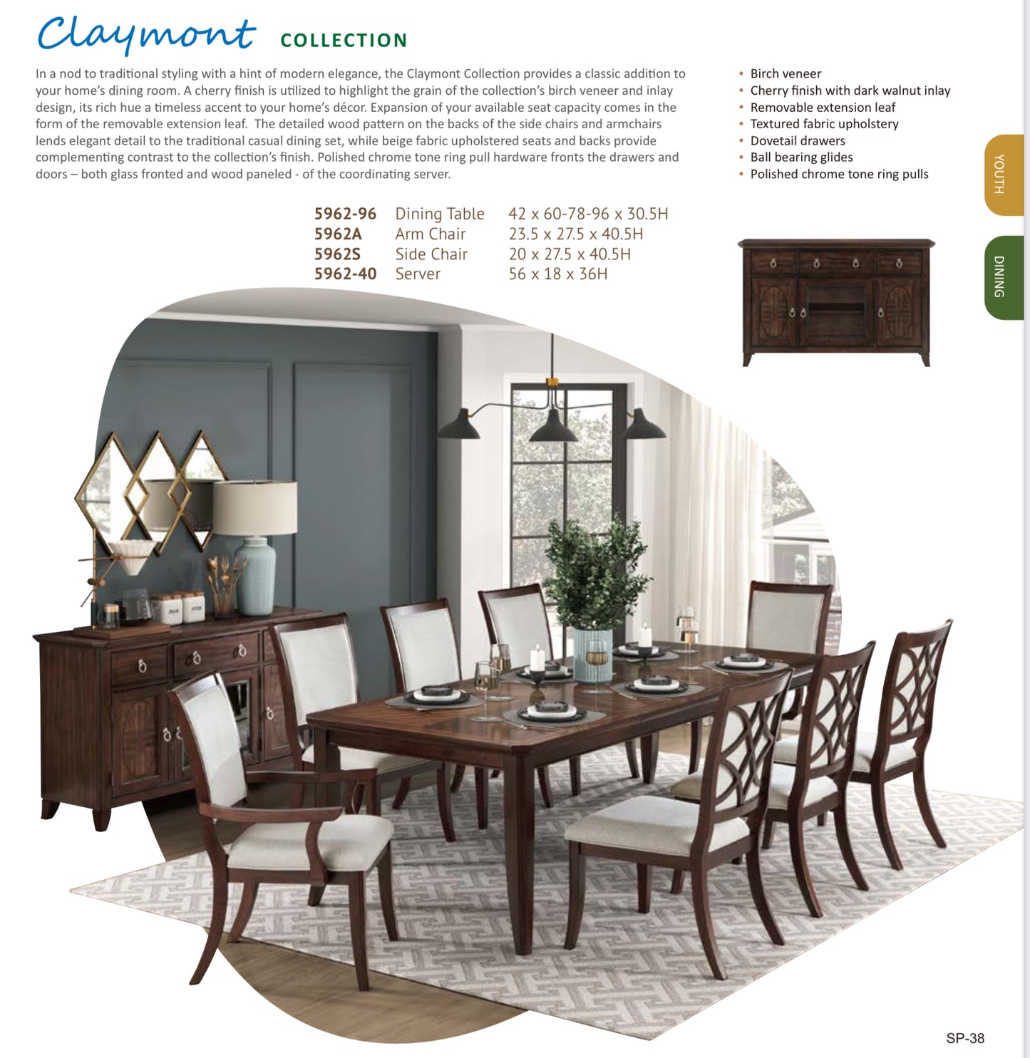 Model 5962  Dining Set Toronto/California  Stocks