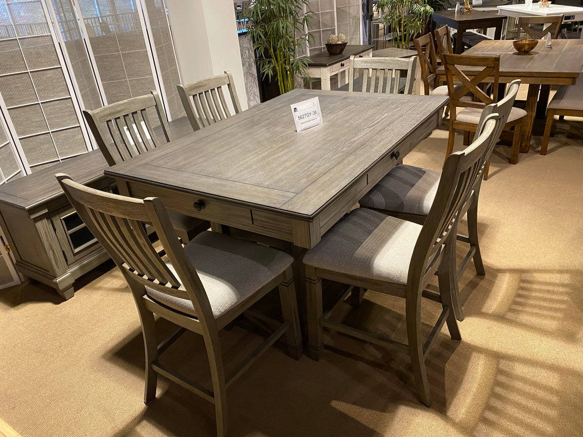 Model 5627GY-36 dining set with rectangular table and upholstered chairs