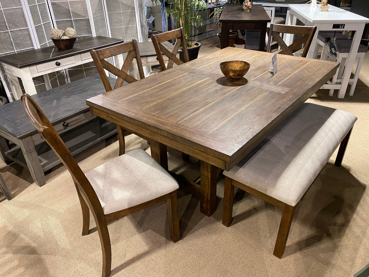 Model 5808 dining set with rectangular table, dining chairs, and bench