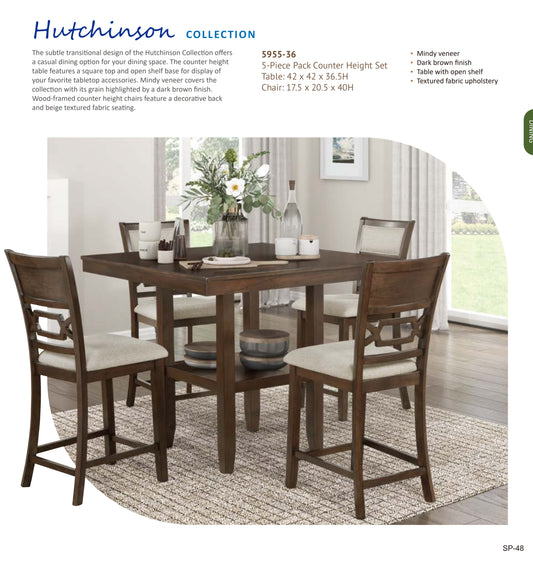 Model 5955-36 5-Piece Pack Counter Height Set  California  Stocks