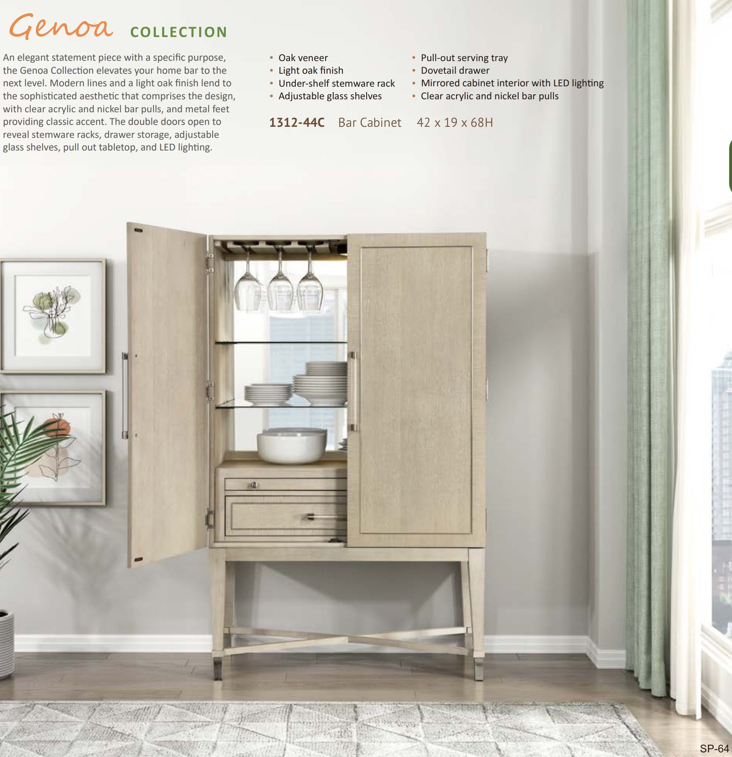 Model 1312-44C Bar Cabinet California Stocks