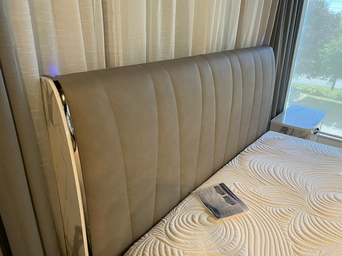 Model Anna Italian bedroom set upholstered headboard detail