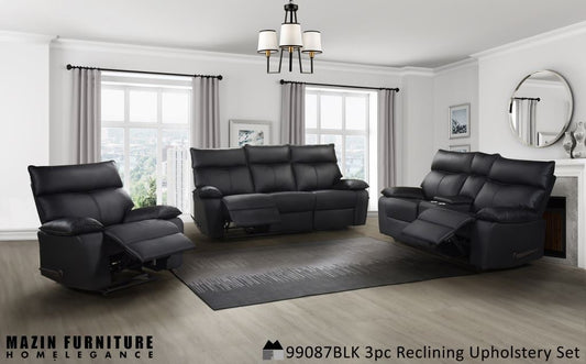 NEW arrival Manual Leather Recliner with LEVER  Model 99087BLK