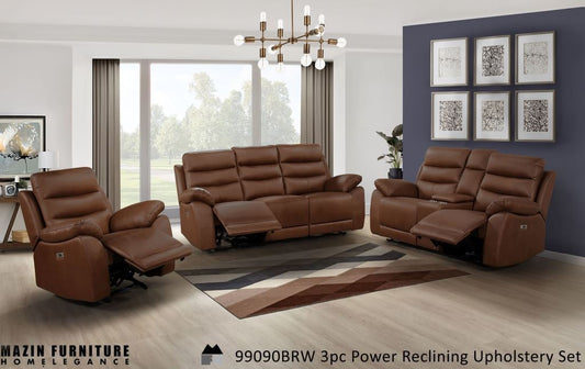 NEW arrival Electric Powered MICROFIBER fabric  Recliner Model 99090BRW