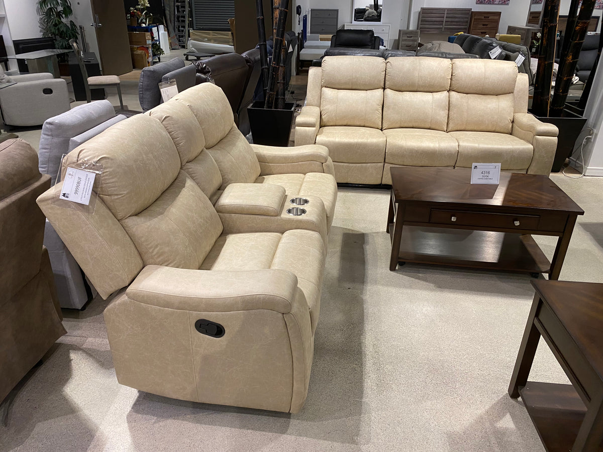 Model 99990BUF reclining loveseat with center console and cupholders
