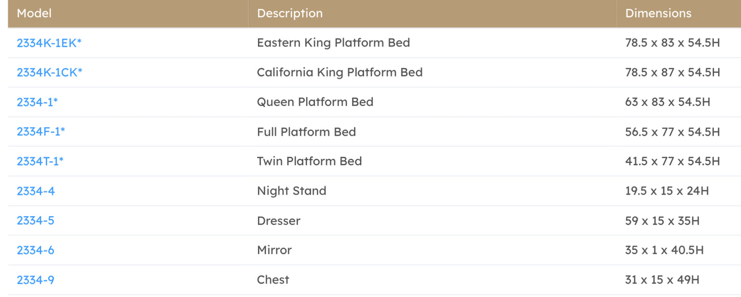 Model 2334T Kids Bedroom Set  California Stocks