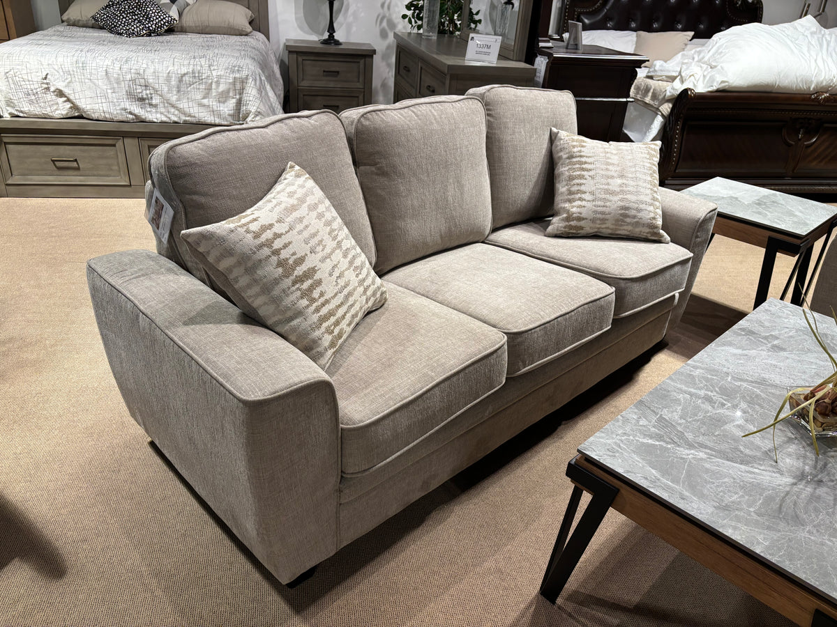 Model 9745TP light grey fabric sofa with accent pillows