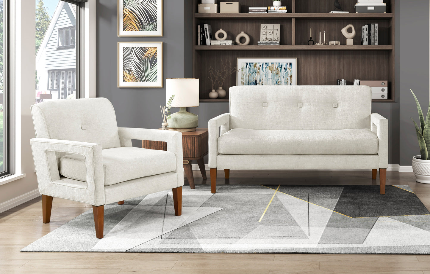 Model 1113GY Fabric Love Seat & Chair California Stocks