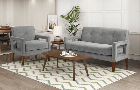 Model 1113GY Fabric Love Seat & Chair California Stocks