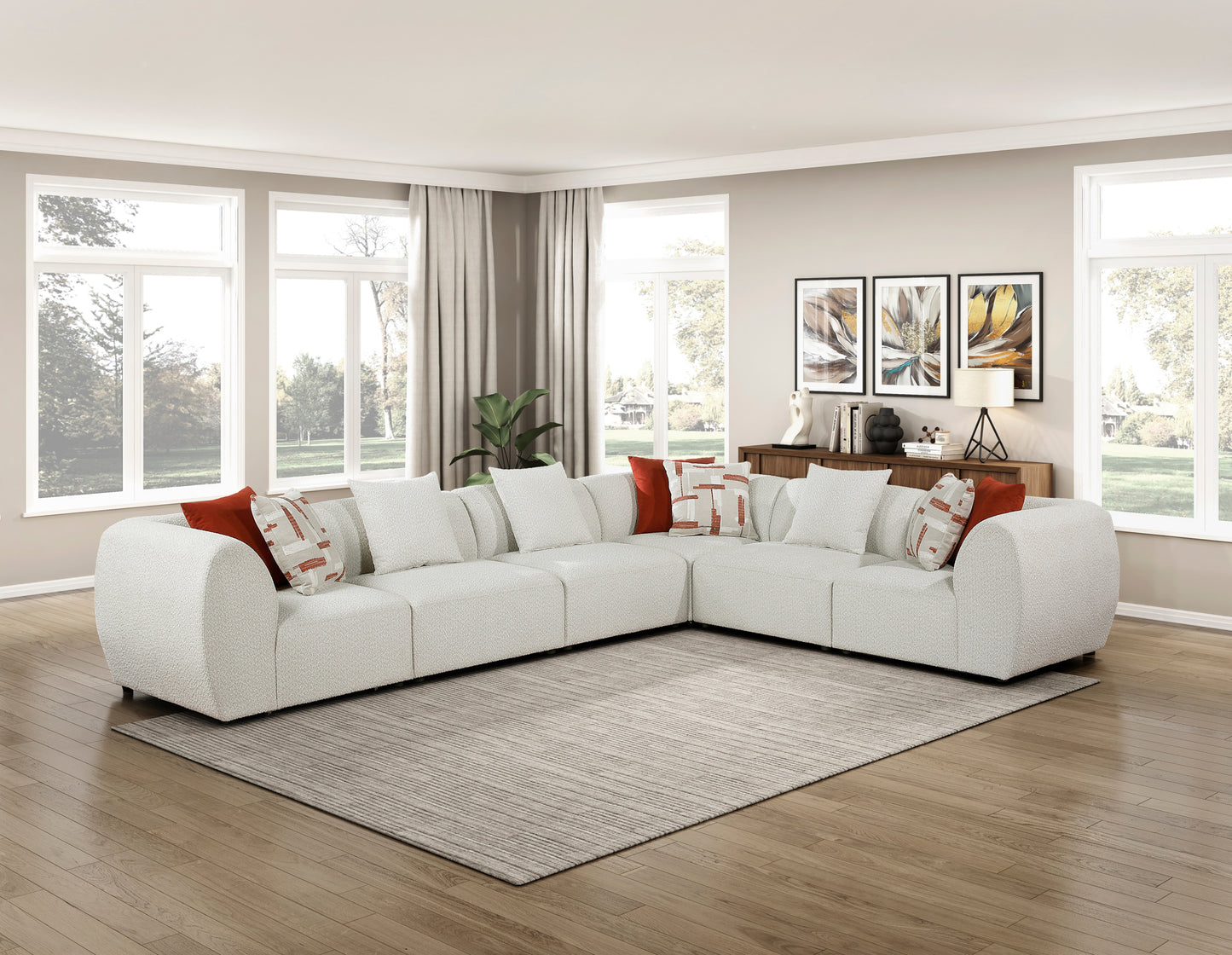 Model 9669CN 3 CR+3 AC  Fabric Modular Sectional Sofa  California Stocks