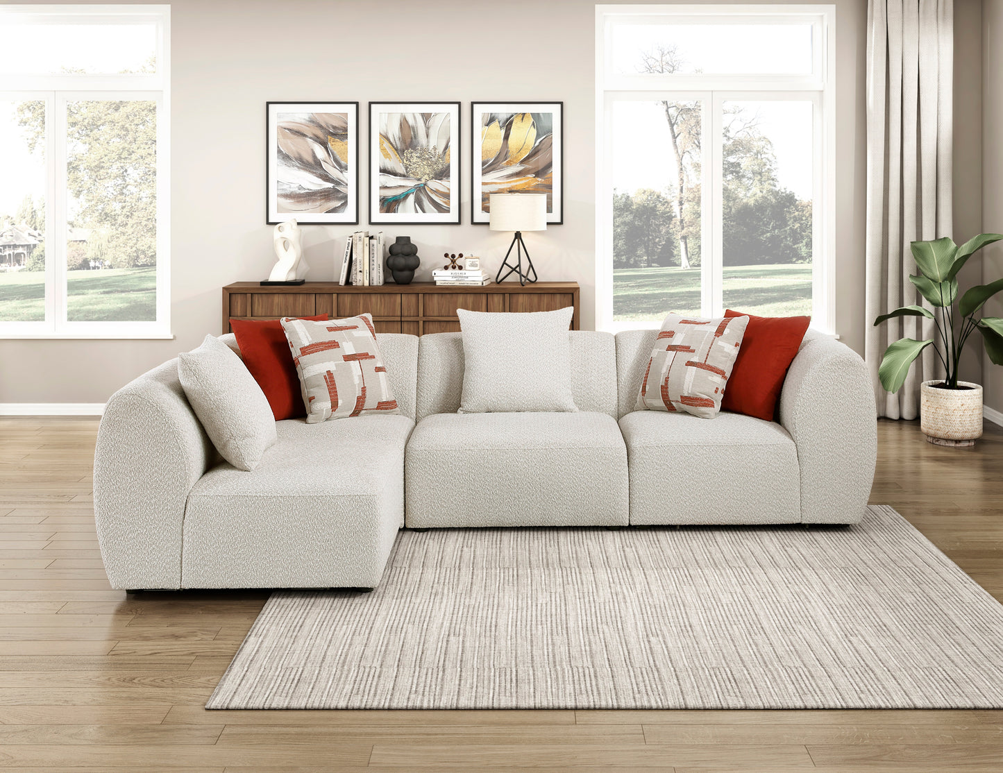 Model 9669CN 2 CR+2 AC  Fabric Modular Sectional Sofa  California Stocks