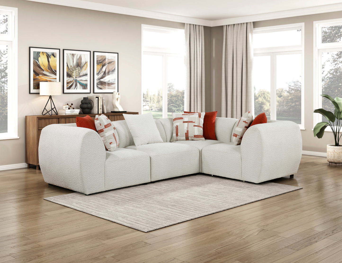 Model 9669CN 3CR+1 AC  Fabric Modular Sectional Sofa  California Stocks