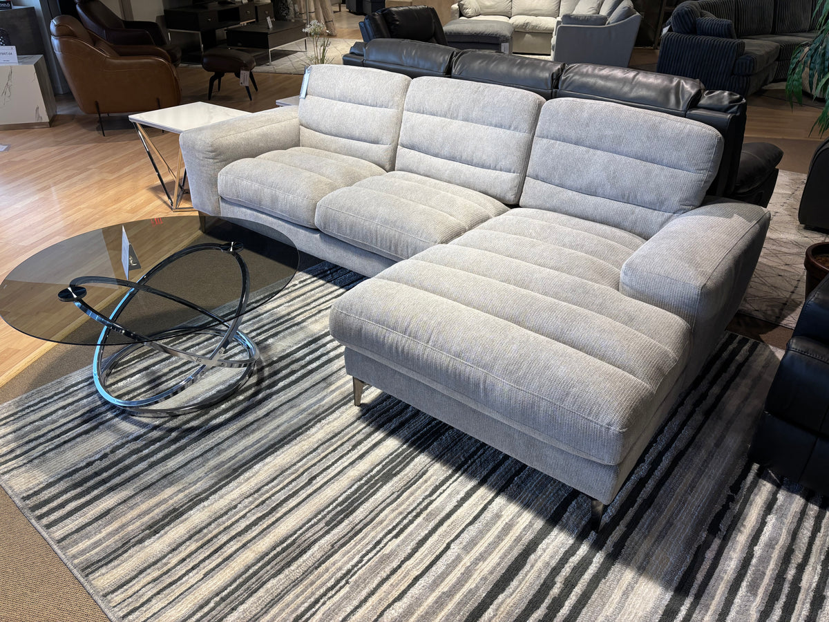 Model 99084LGY light grey fabric sectional with right-side chaise