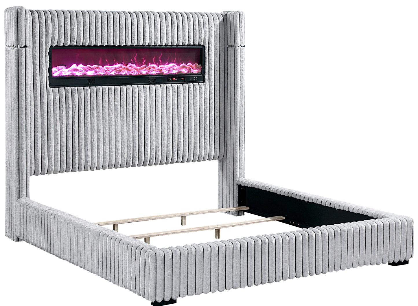 Remote control Fireplace Queen/King Modern Bed Model 2411 Toronto Stocks