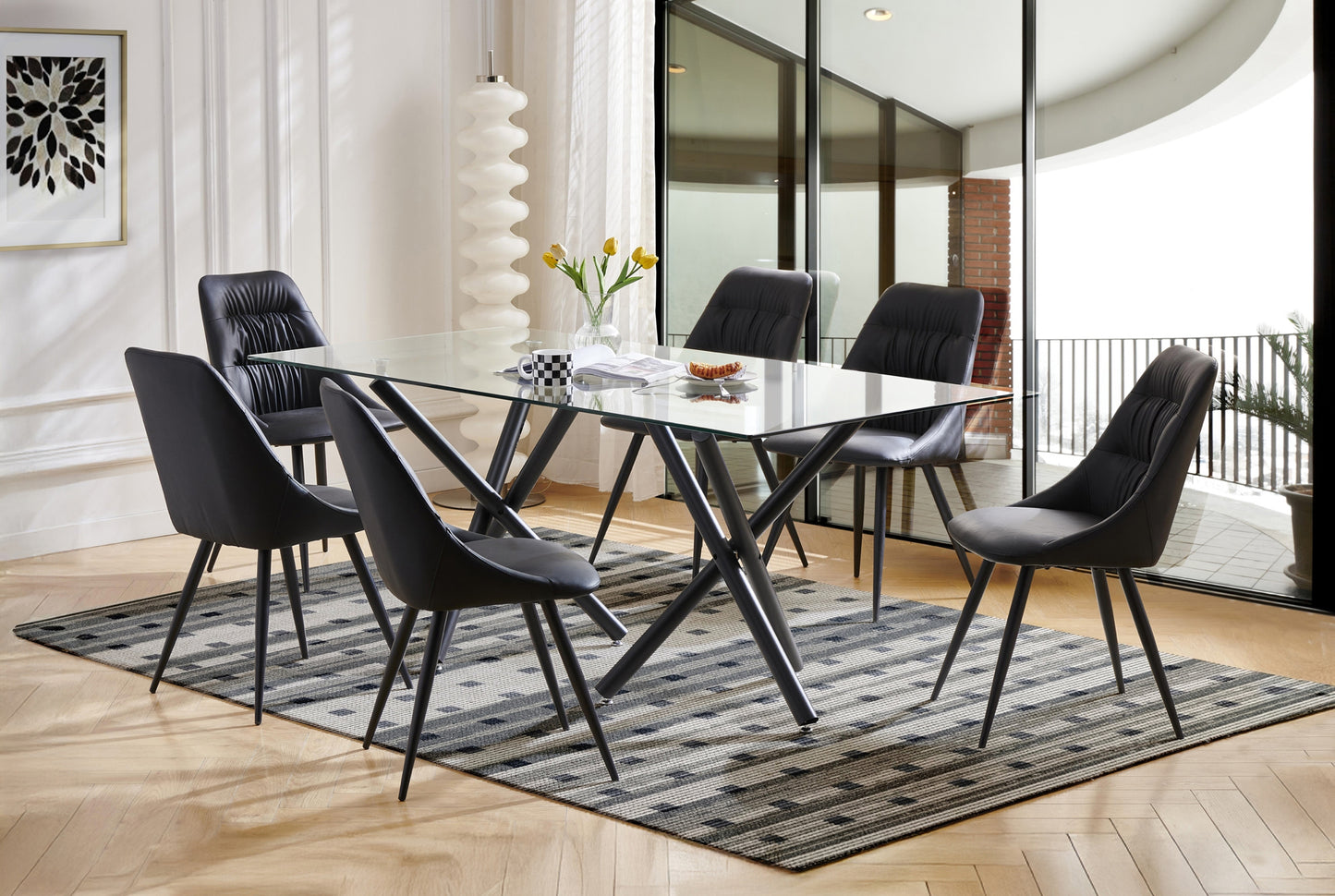 Ensemble de salle à manger avec plateau en verre, modèle 6038/6041S, en stock à Toronto