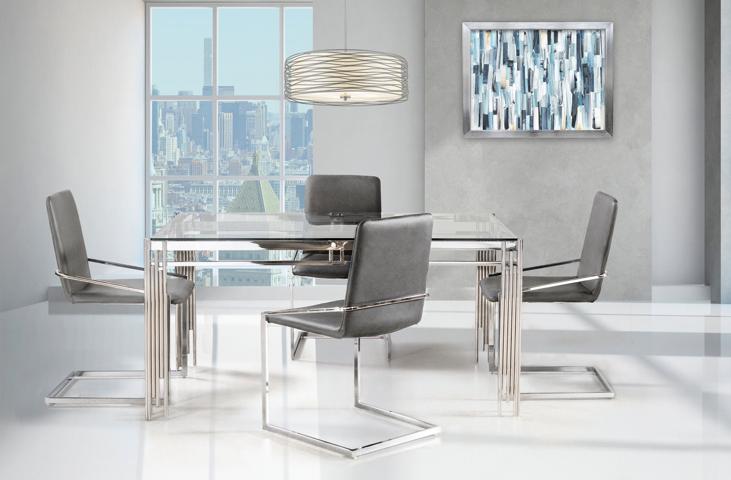 Ensemble de salle à manger avec plateau en verre, modèle 3645/3656S-GY, en stock à Toronto