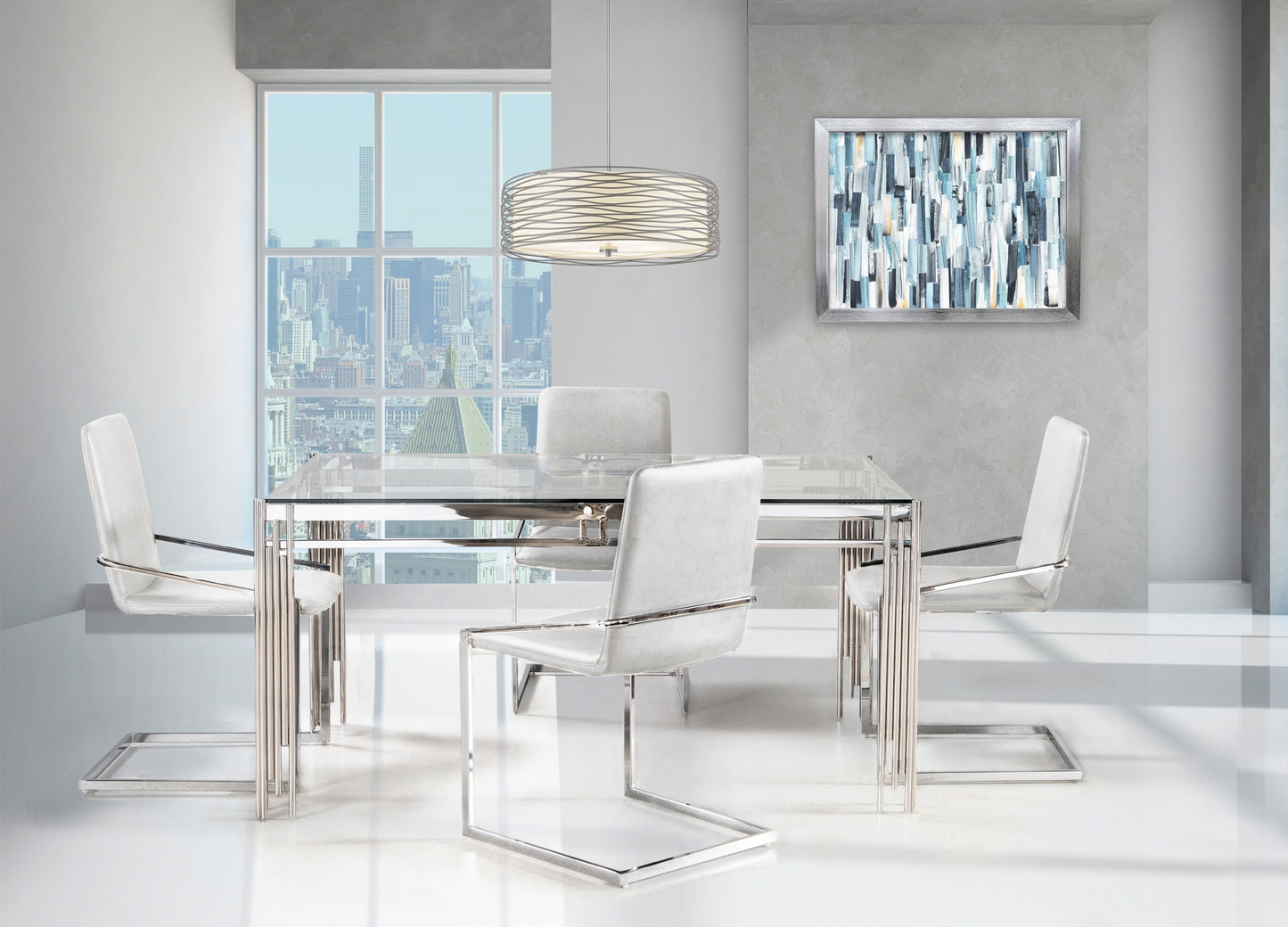 Ensemble de salle à manger avec plateau en verre, modèle 3645/3656S-WT, en stock à Toronto