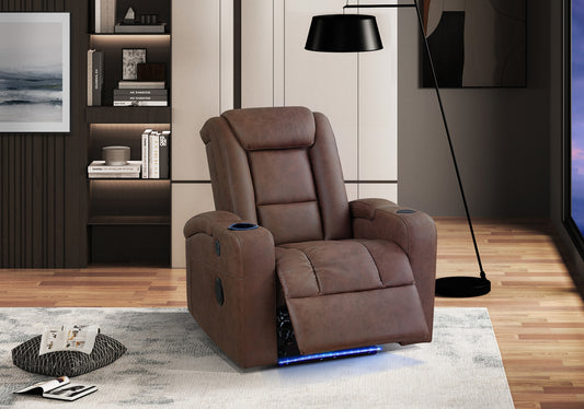 Model 99096BRW-1PW Power Reclining Chair with Wireless Charger, Cooling Cup-Holder, Storage Arms, Speakers, LED Light & USB Port Toronto Stocks